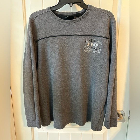 Harley-Davidson Men’s 110th Anniversary Embroidered Gray Pullover Sweater Size L - Picture 1 of 15
